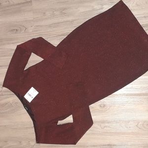 Black with Red Glitter Stretch Longsleeve Bodycon Dress L